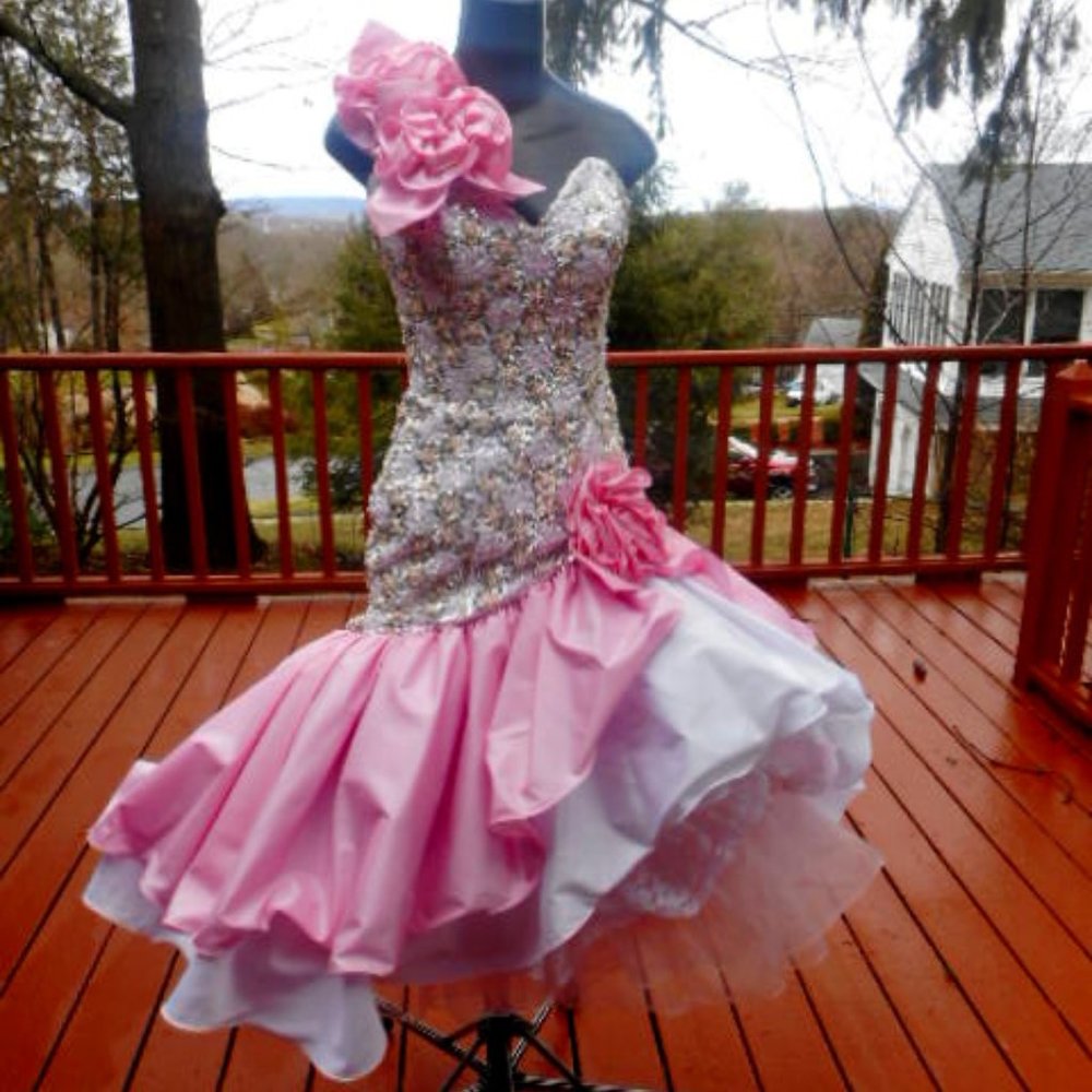 Vintage 80s PERFECTION PINK prom party dress